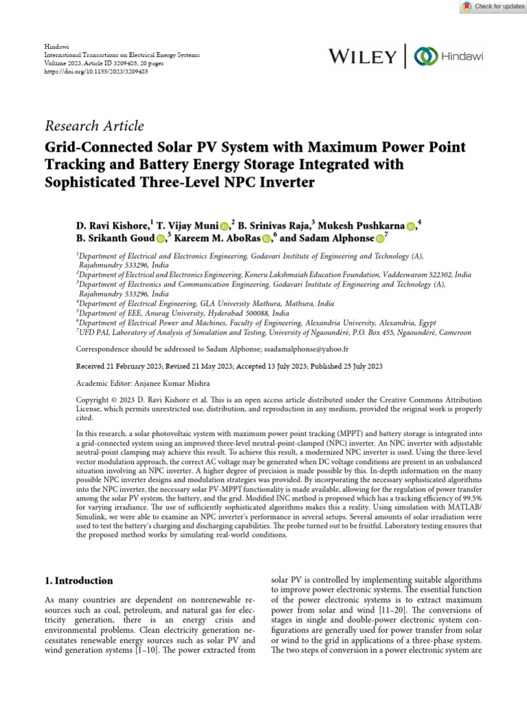 Solar PV System with NPC Inverter Integration | PDF | Power Inverter ...