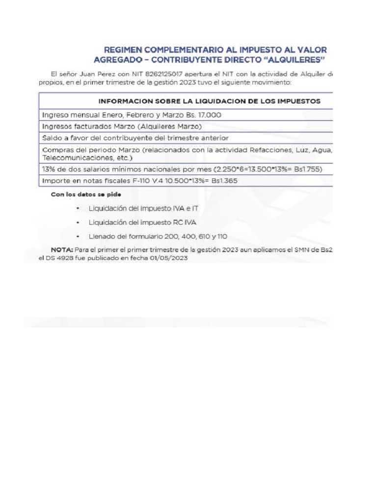Liquidación Impuesto RC IVA 2023 | PDF | Impuesto al valor agregado ...