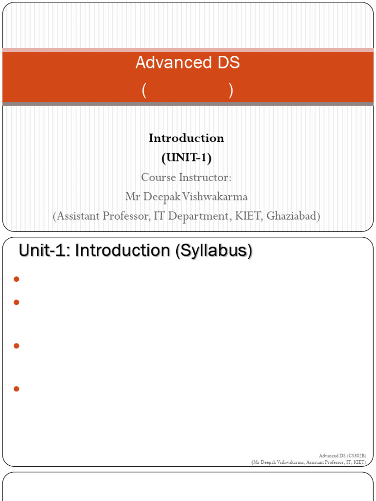 Unit-1 DS Intro Asymptotic CS302B | PDF | Time Complexity | Computer ...