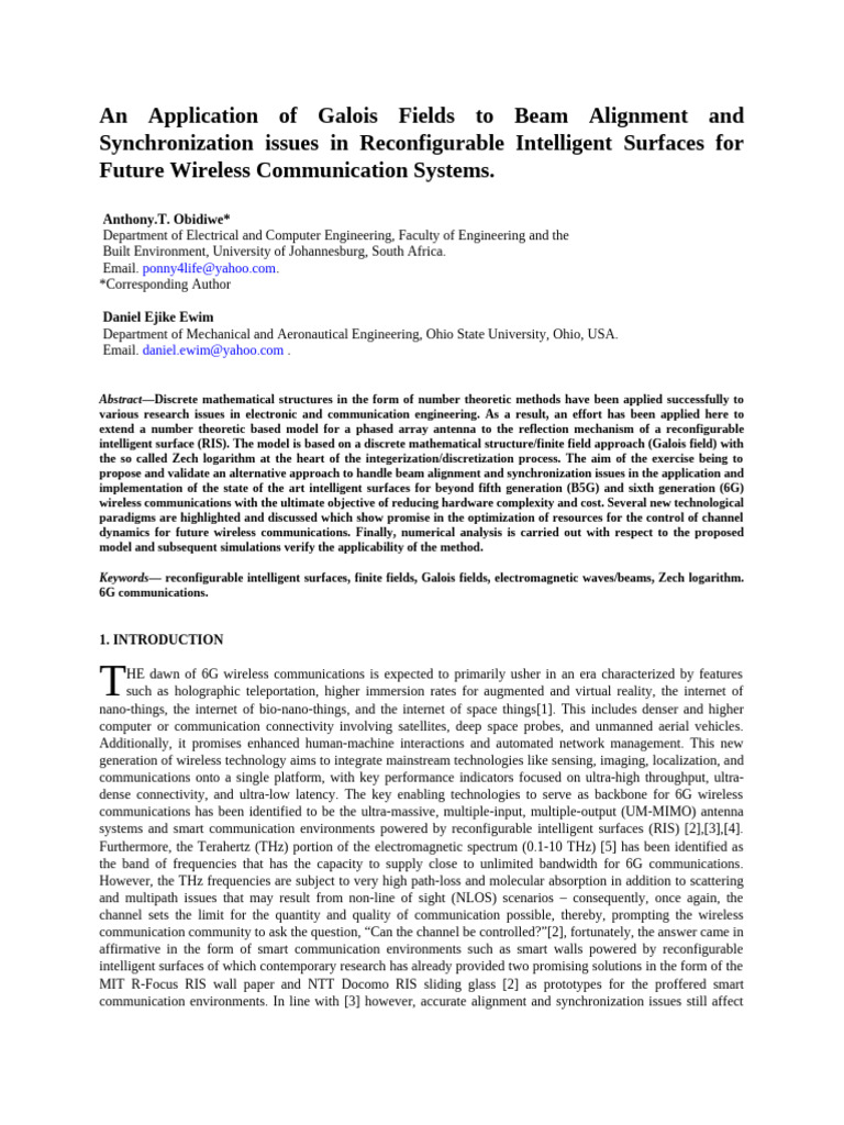 Galois Fields in RIS Beam Alignment | PDF | Field (Mathematics) | Group ...