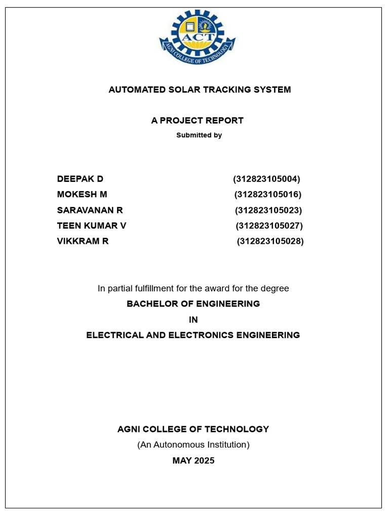 Automated Solar Tracking System Report | PDF | Photovoltaics | Automation