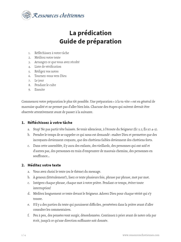 Guide de préparation à la prédication | PDF | Vérité | Dieu