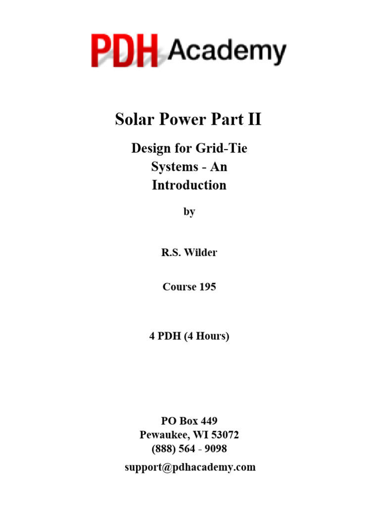Grid-Tie Solar Power Design Basics | PDF | Photovoltaic System ...