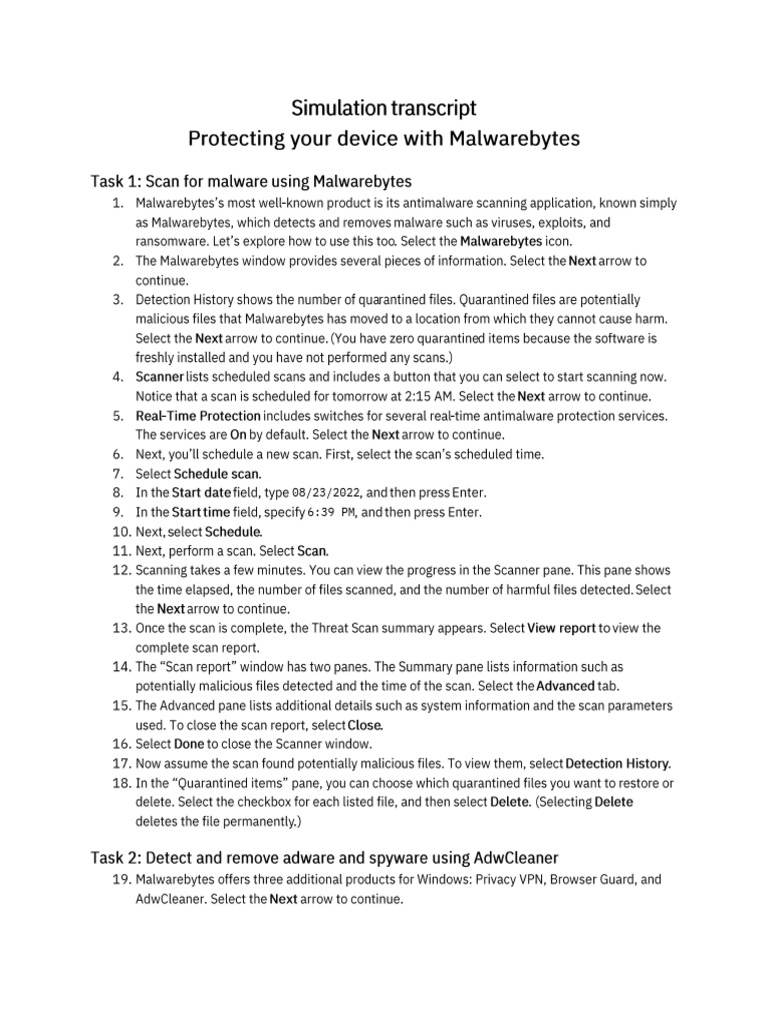 Malwarebytes User Guide: Scanning & Protection | PDF