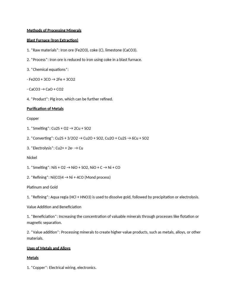 Mineral Processing And Metal Purification Pdf Coal Waste