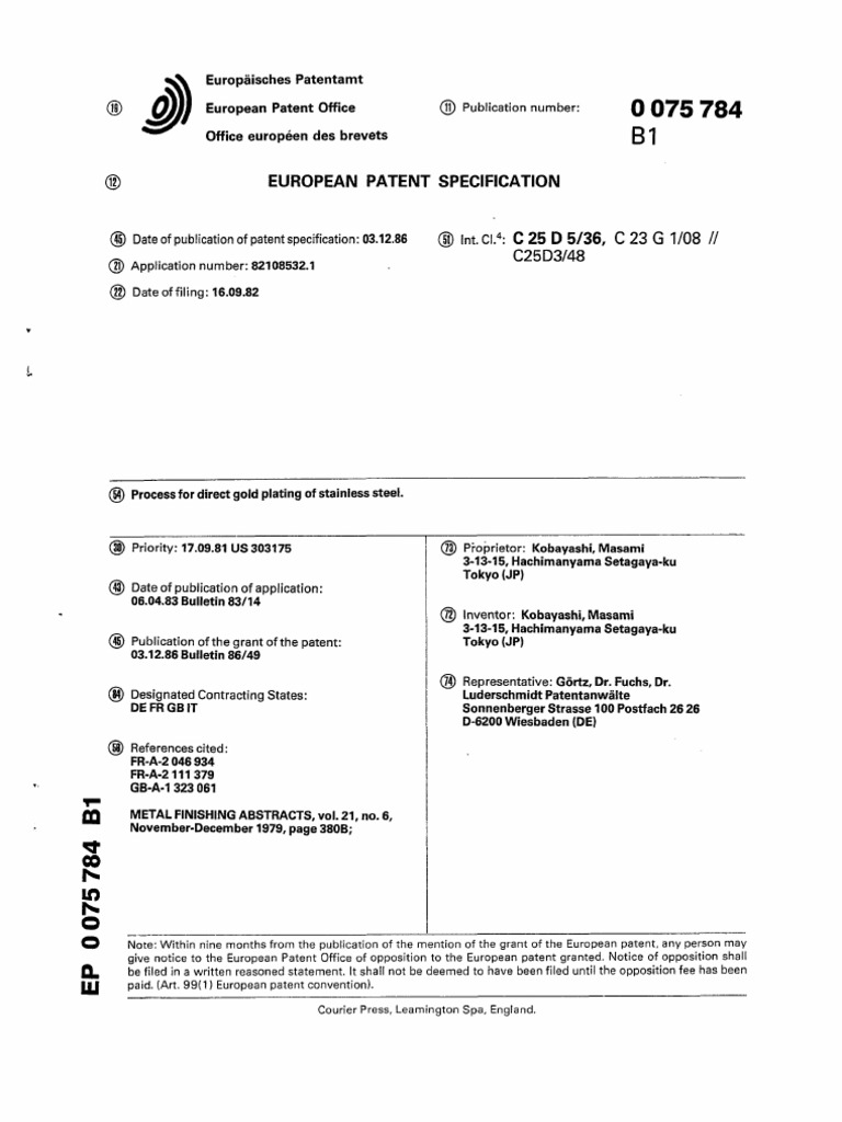 EP0075784B1 | PDF | Stainless Steel | Corrosion