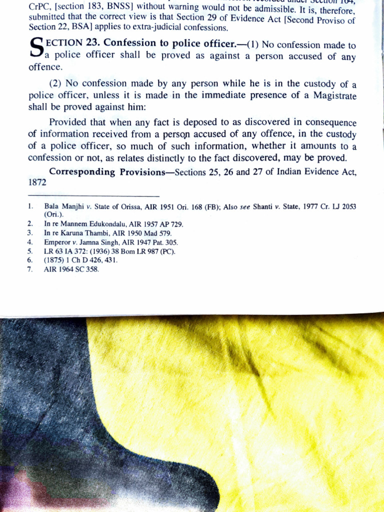 Section 23: Confessions to Police Officers | PDF | Confession (Law ...