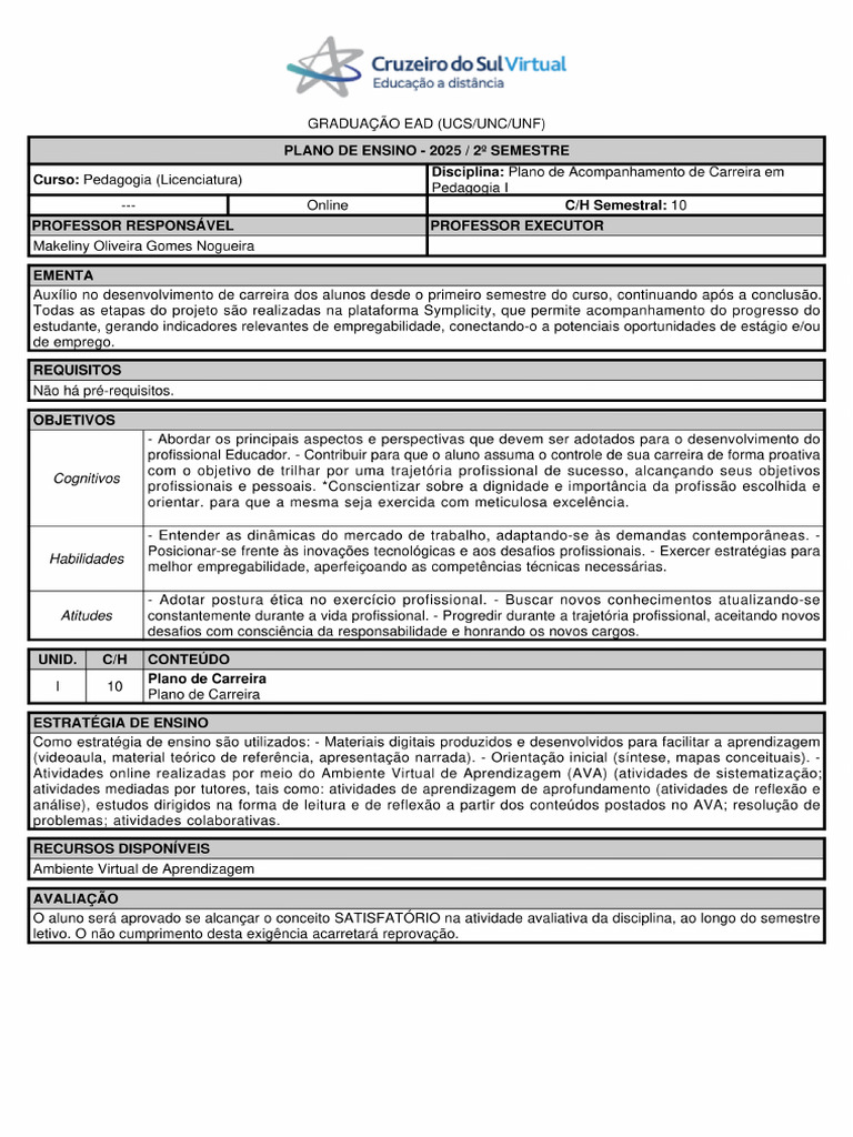 Plano de Ensino | PDF
