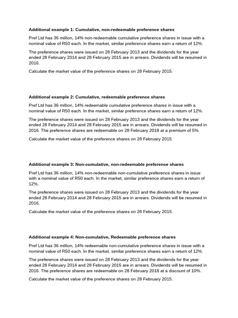 Additional+Examples+ +Preference+Shares 1 | PDF