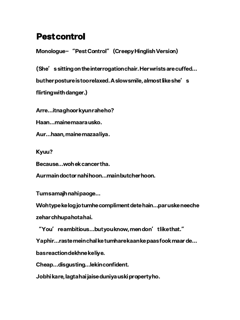 Creepy Monologue on Pest Control | PDF