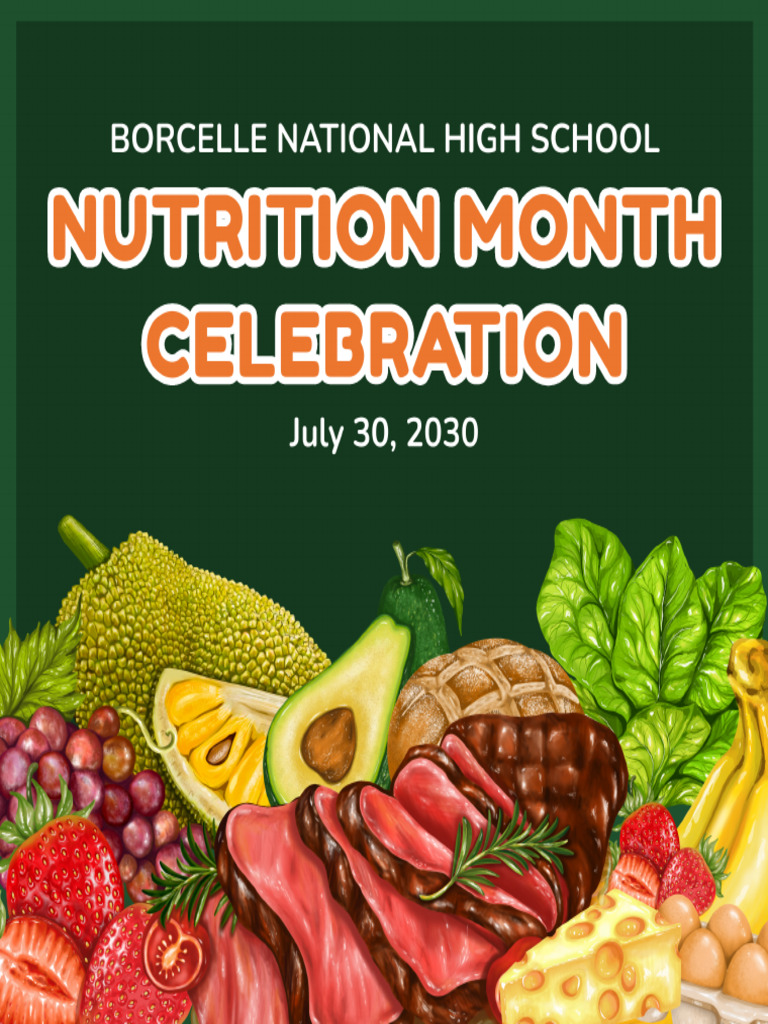 Nutrition Month Celebration Classroom Announcement In Green And Orange 