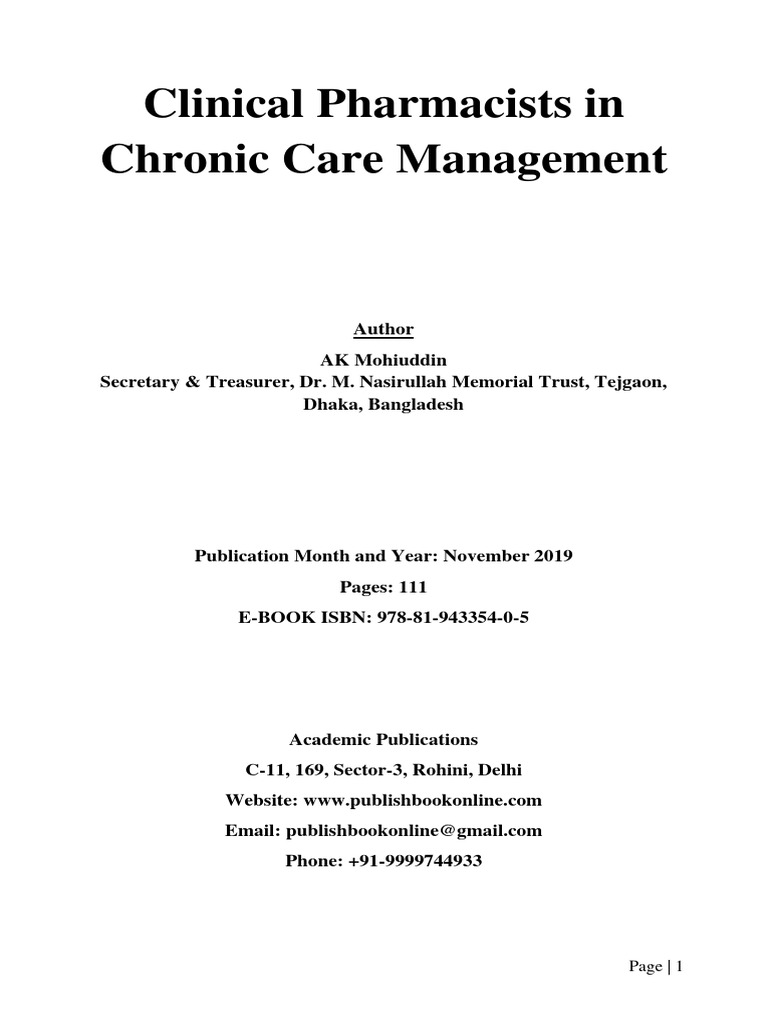 Clinical Pharmacists in Chronic Care Management | PDF | Inflammatory ...