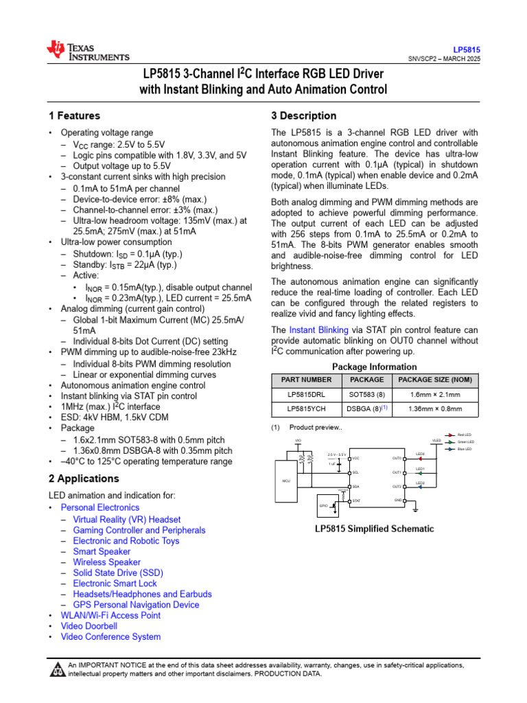 LP 5815 | PDF | Electrostatic Discharge | Light Emitting Diode