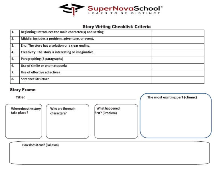 Story Writing Checklist Guide | PDF