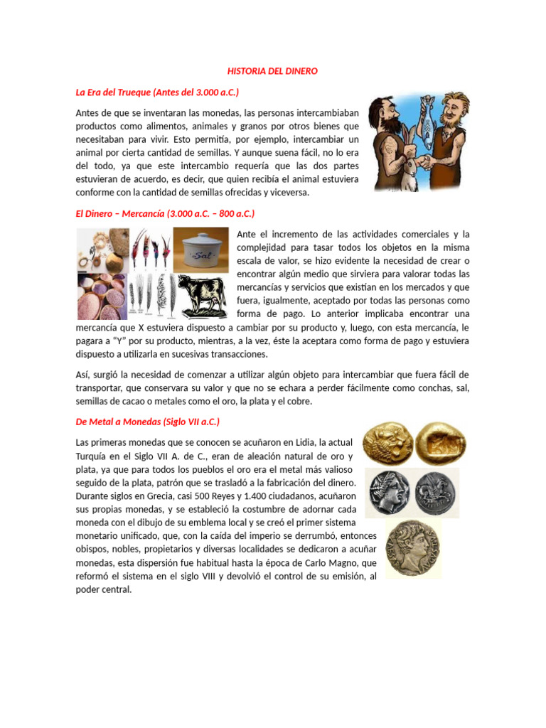 Evolución del Dinero a lo Largo de la Historia | PDF | Dinero | Monedas