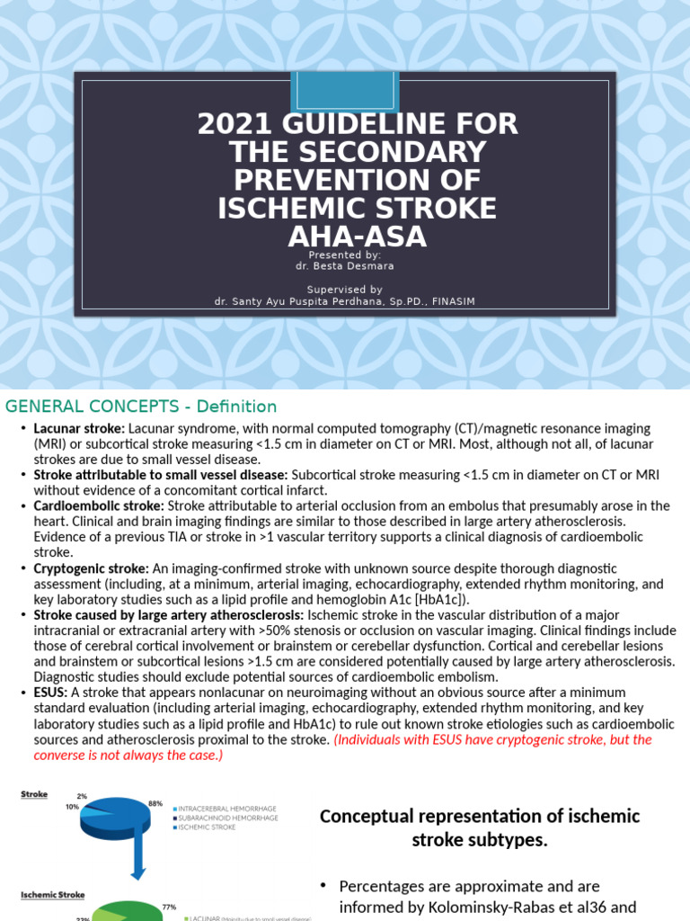 Stroke AHA ASA 2021 2022 ESH 2024 | PDF | Stroke | Medical Imaging