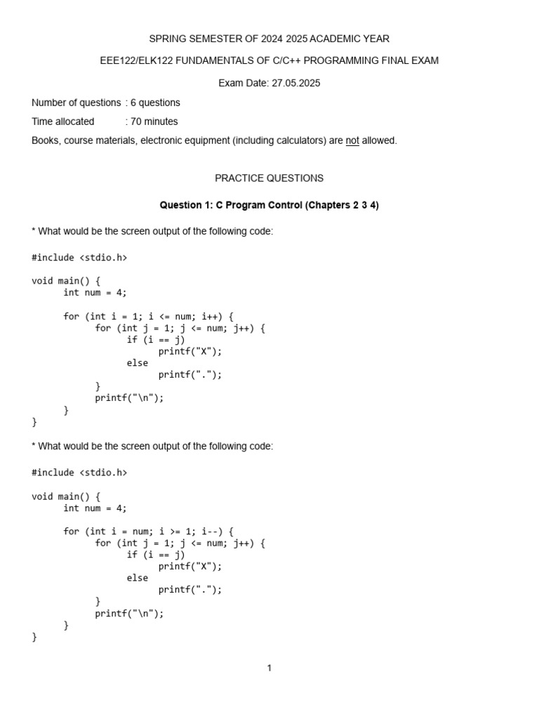 C/C++ Programming Final Exam Guide | PDF | Integer (Computer Science ...