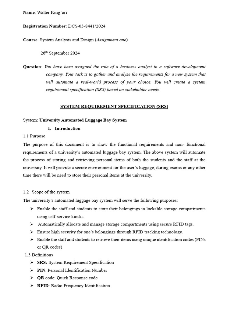 Assignment One Answer Srs Document | PDF | Radio Frequency ...