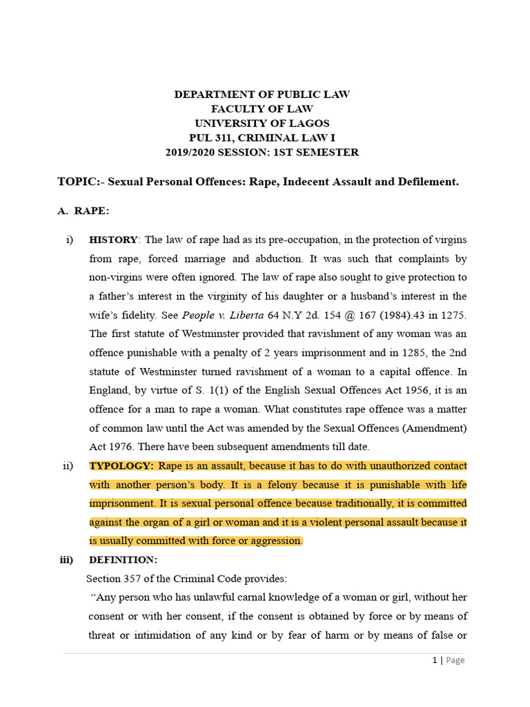 Rape by Dr. Akingbehin | PDF | Assault | Rape