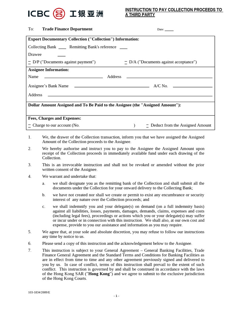 Instruction for Third-Party Payment Collection | PDF | Indemnity ...