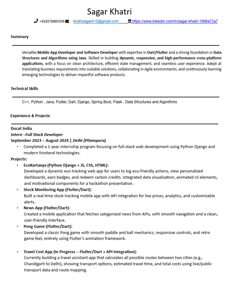 Mobile App Developer Profile: Sagar Khatri | PDF | Mobile App | Web ...