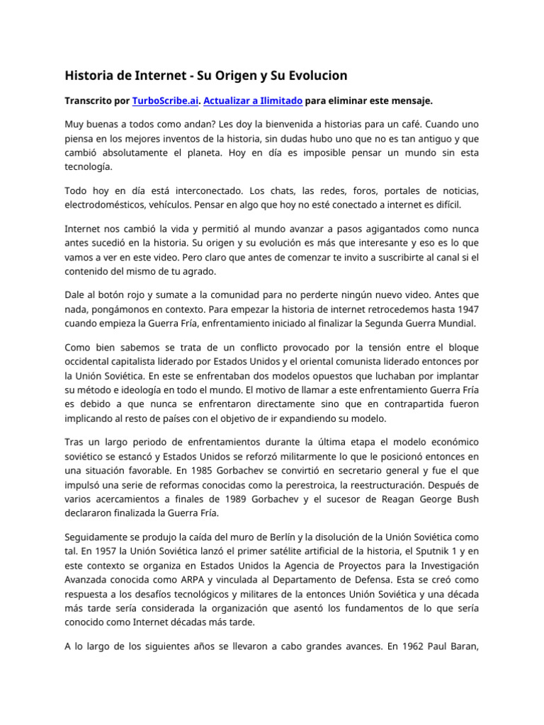 Origen y evolución de Internet | PDF | Red mundial | Internet y web