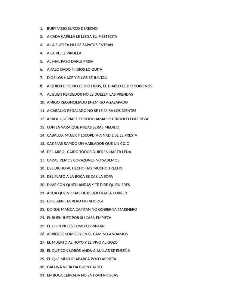 20 Refranes Populares Esenciales | PDF