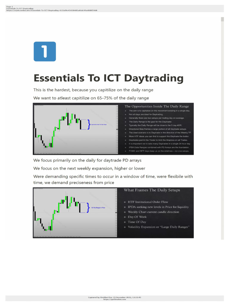 ICT Daytrading Essentials Guide | PDF | Day Trading | Microeconomics