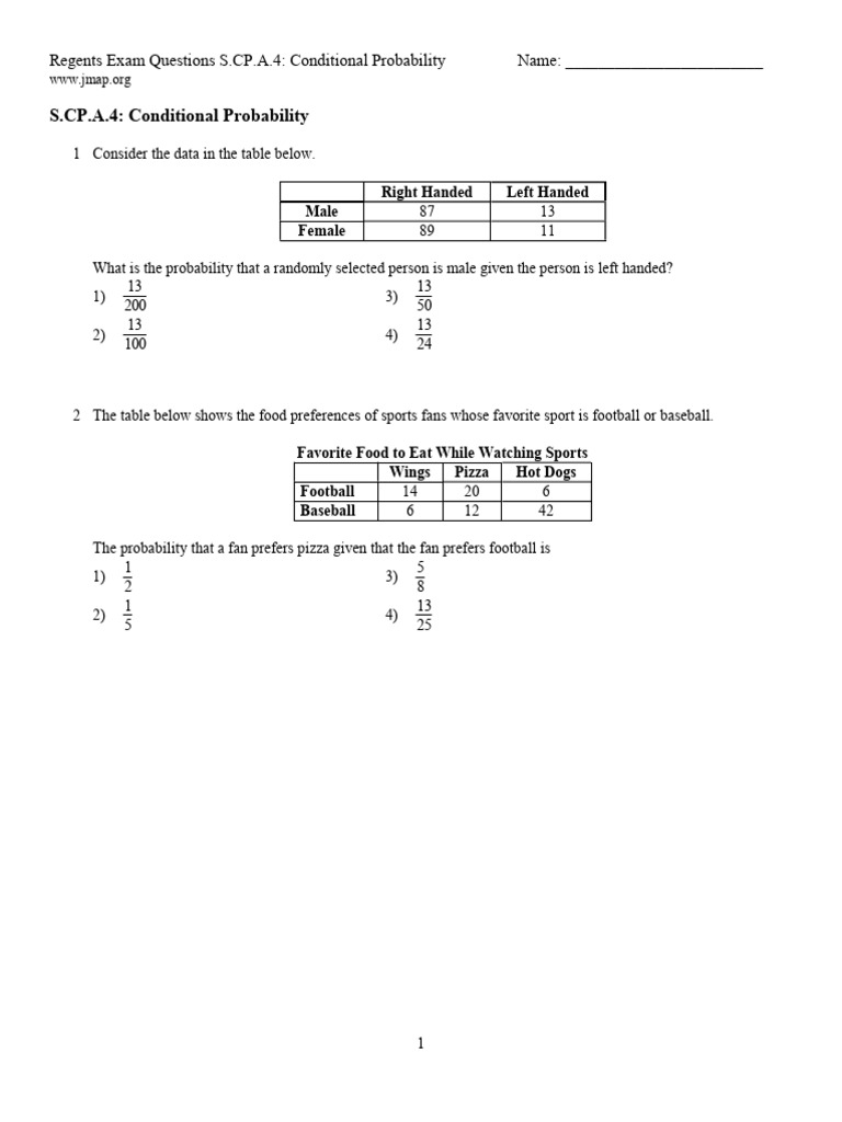 Conditional Probability Exam Questions | PDF