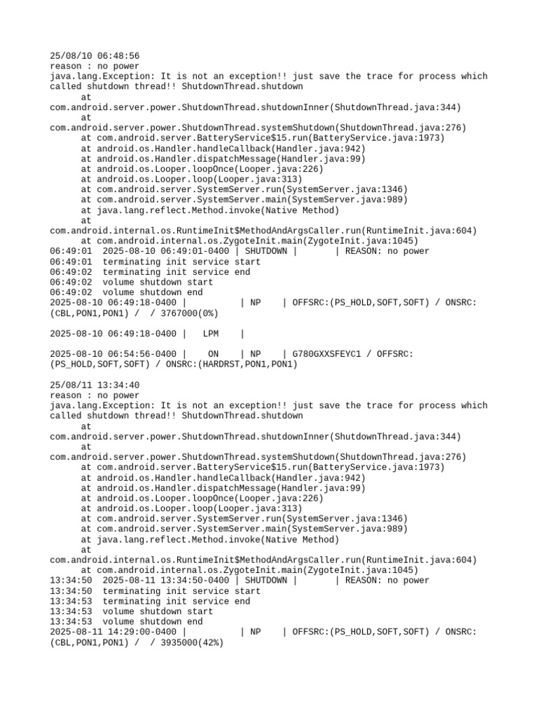 Android Shutdown Log: No Power Issues | PDF | Embedded Linux ...