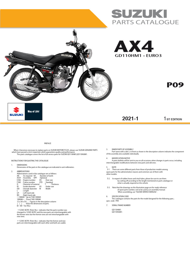 Suzuki GD110HM1 Parts Catalogue | PDF | Mechanical Engineering