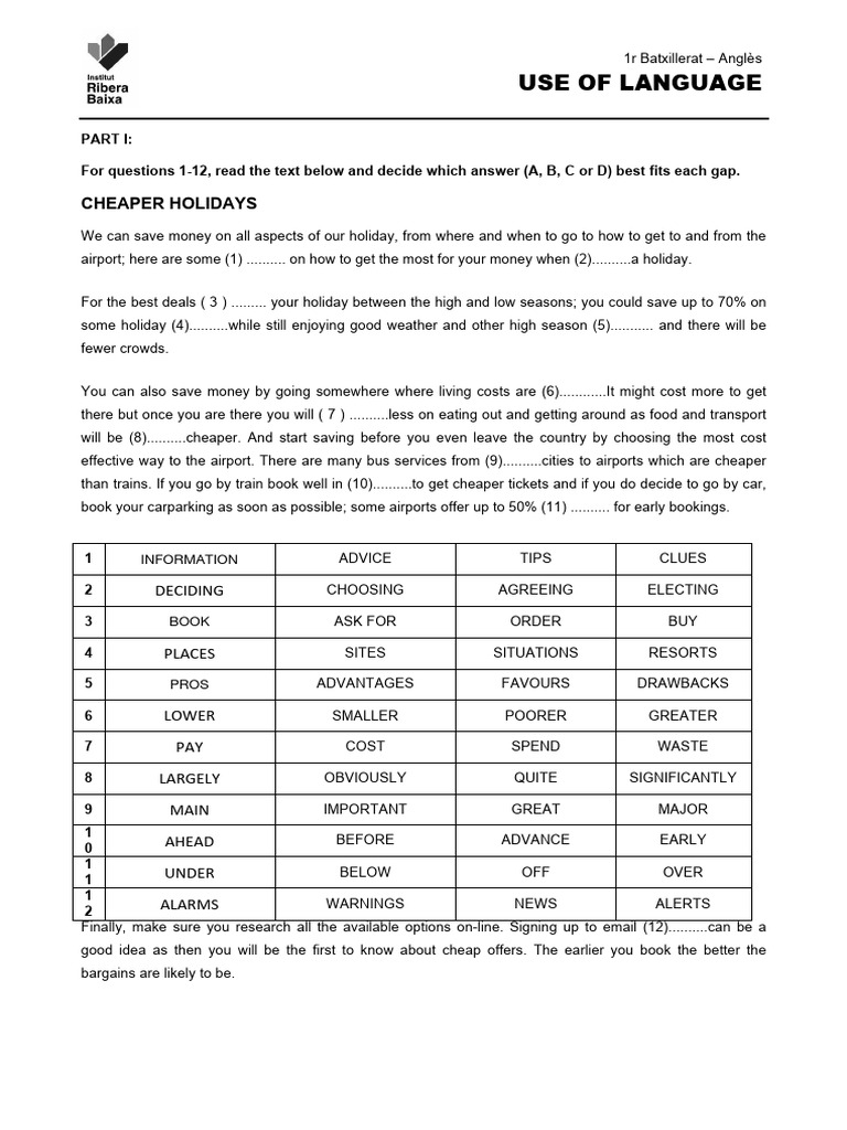U2 - Use of Language PART I | PDF