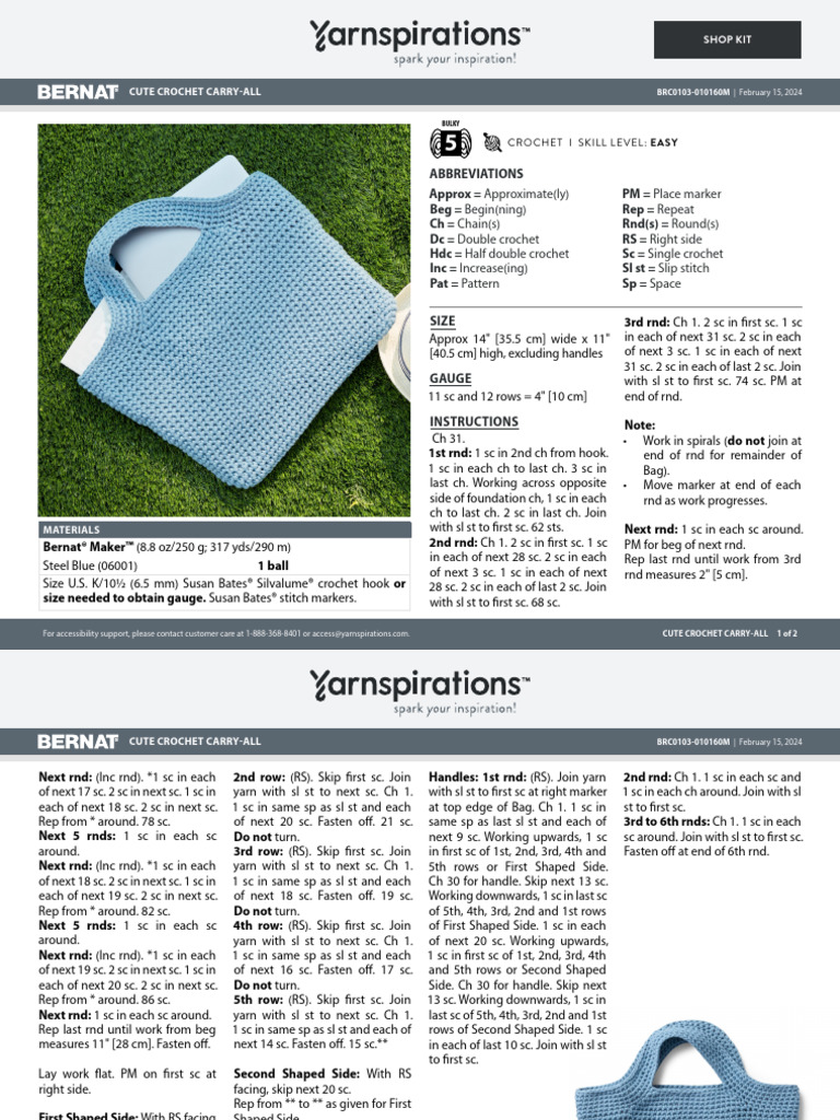 Easy Crochet Carry-All Pattern | PDF | Crochet | Textiles