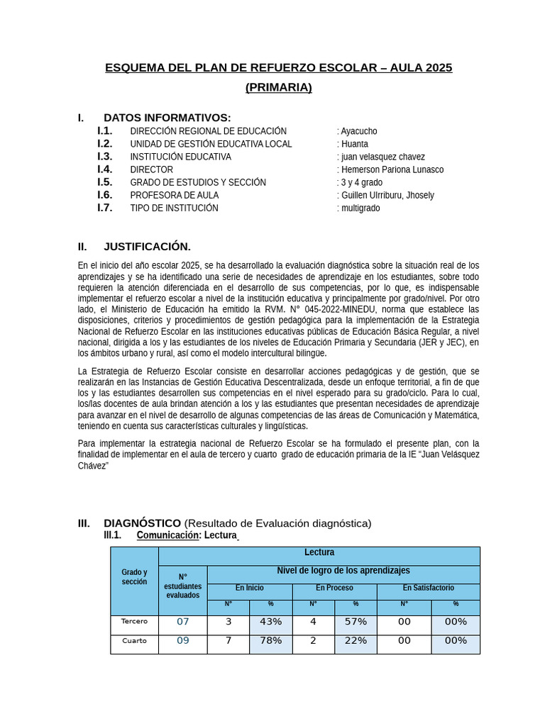 Plan de Refuerzo Escolar Primaria 2025 | PDF | Geometría | Razonamiento ...