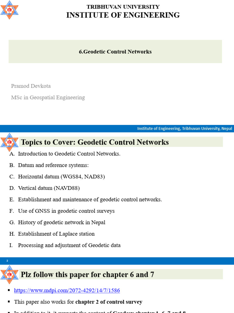 Geodetic Control Networks Overview | PDF | Geodesy | Surveying