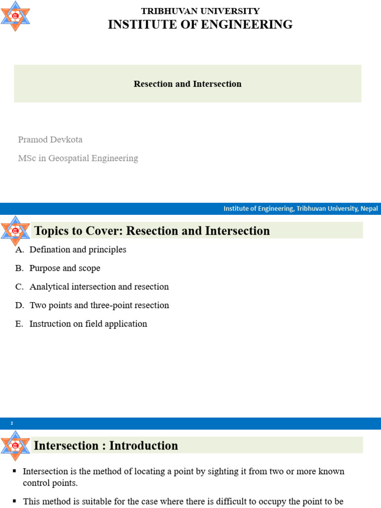 Resection vs Intersection in Surveying | PDF | Circle | Triangle
