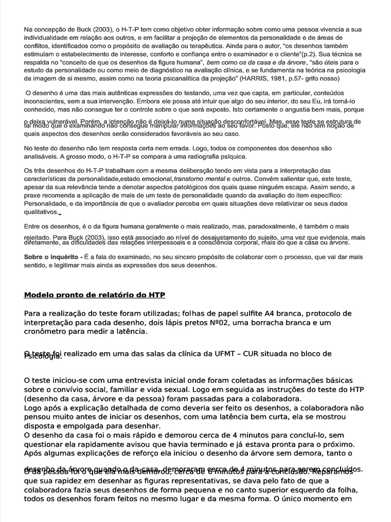 Teste H-T-P: Avaliação da Personalidade | PDF | Conceitos psicológicos ...