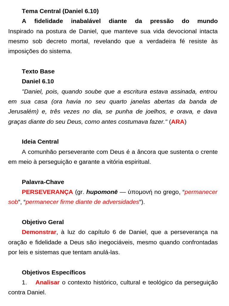 Perseverança na Oração de Daniel | PDF | Daniel (personagem Bíblica ...
