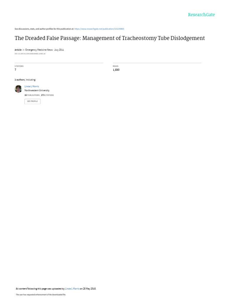 Tracheostomy Tube Dislodgement Management | PDF | Medical Emergencies ...