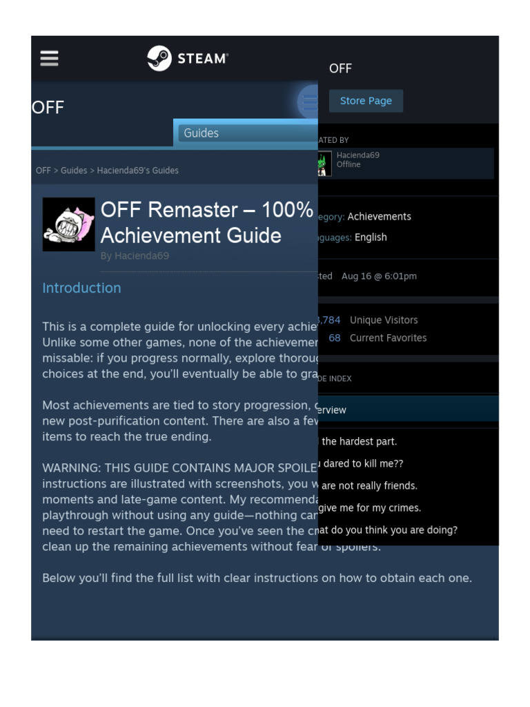 OFF Remaster 100% Achievement Guide | PDF | Video Games