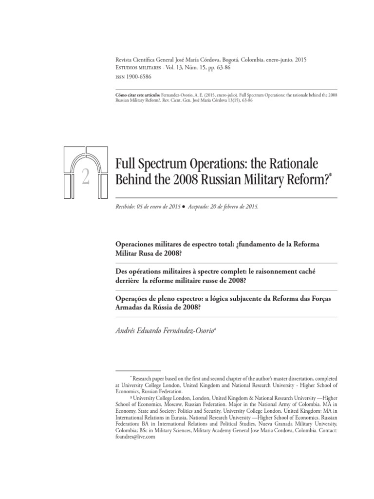 Full Spectrum Operations in Russian Reform | PDF | Military | Federal ...