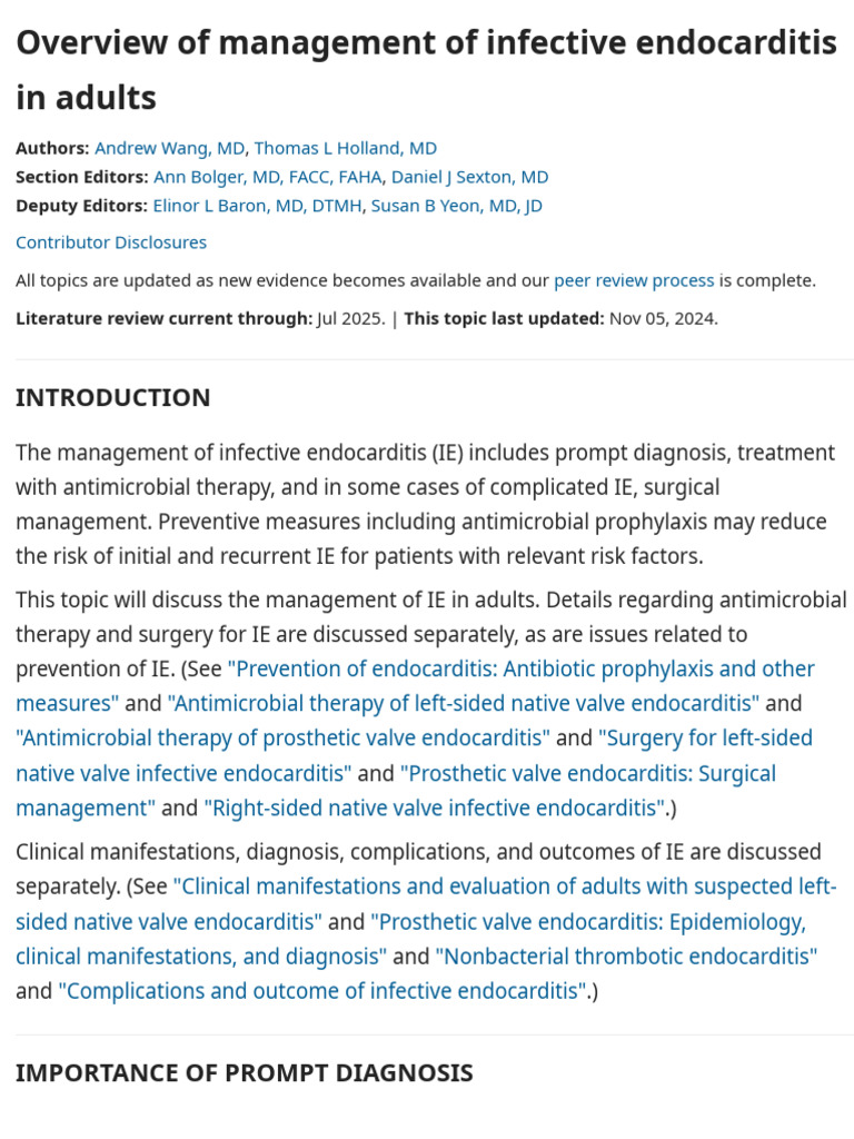 Management of Infective Endocarditis | PDF | Cardiology | Medical ...