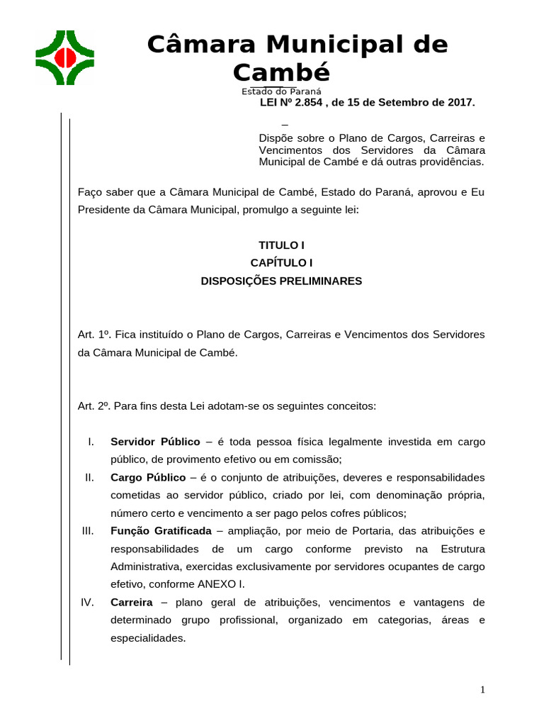 Plano de Cargos e Carreiras em Cambé | PDF | Contabilidade