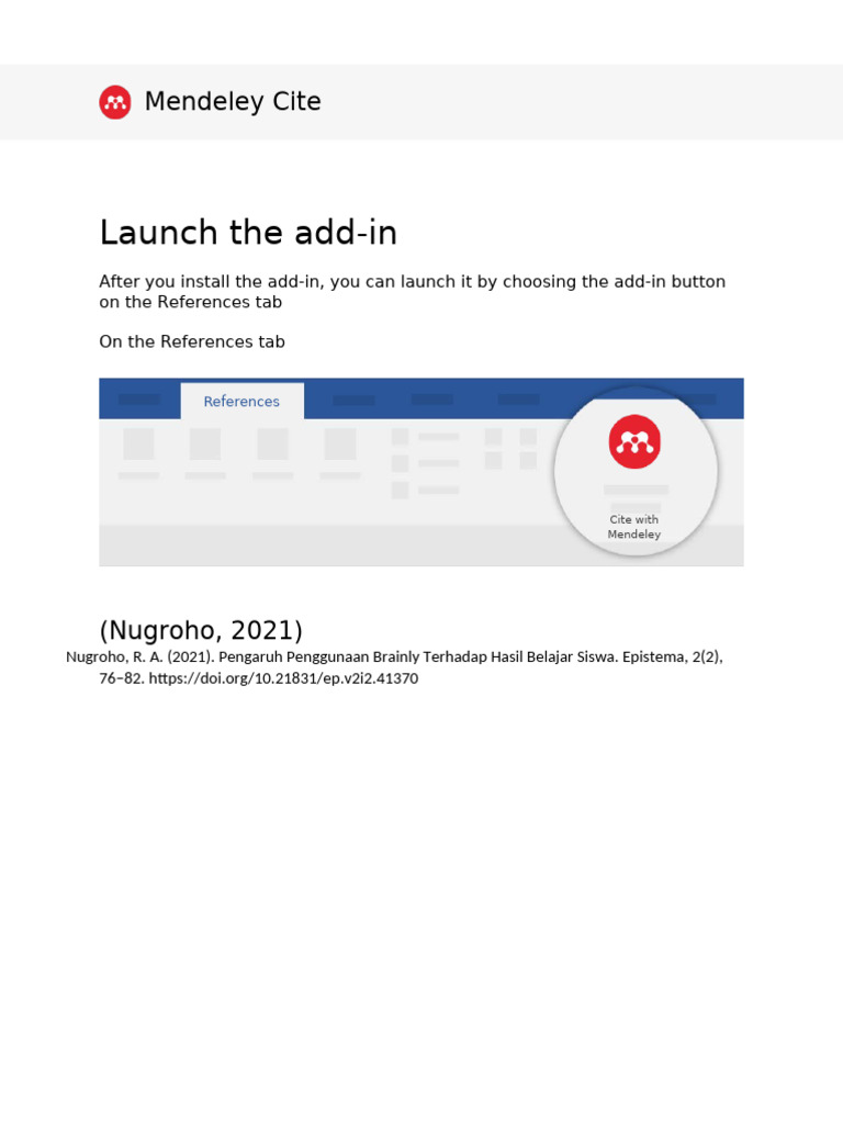 How to Launch an Add-in in Mendeley | PDF