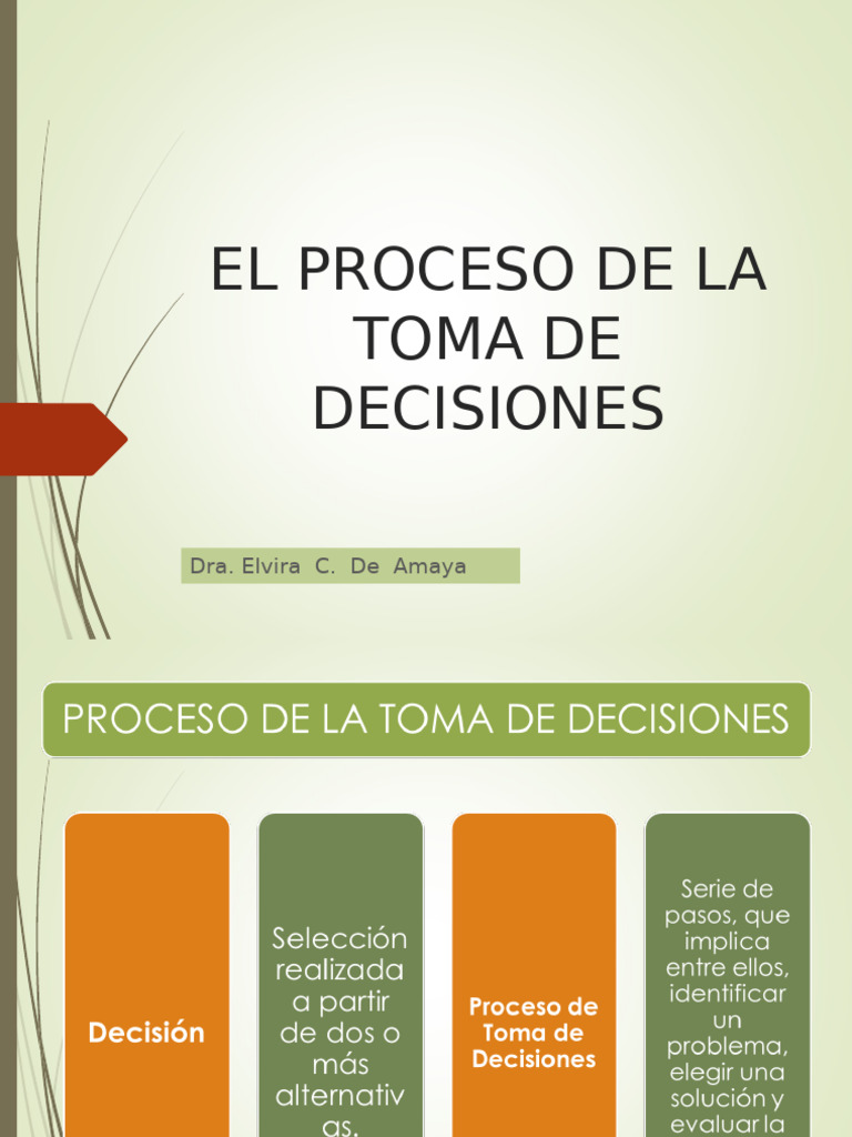 El Proceso de La Toma de Decisiones 22 Mayo | PDF