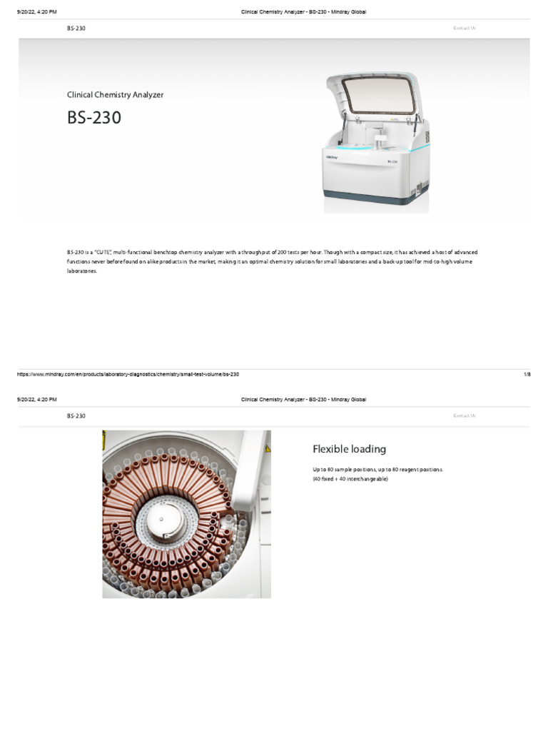 Mindray BS-230 Analyzer Overview | PDF | Medicine | Clinical Medicine