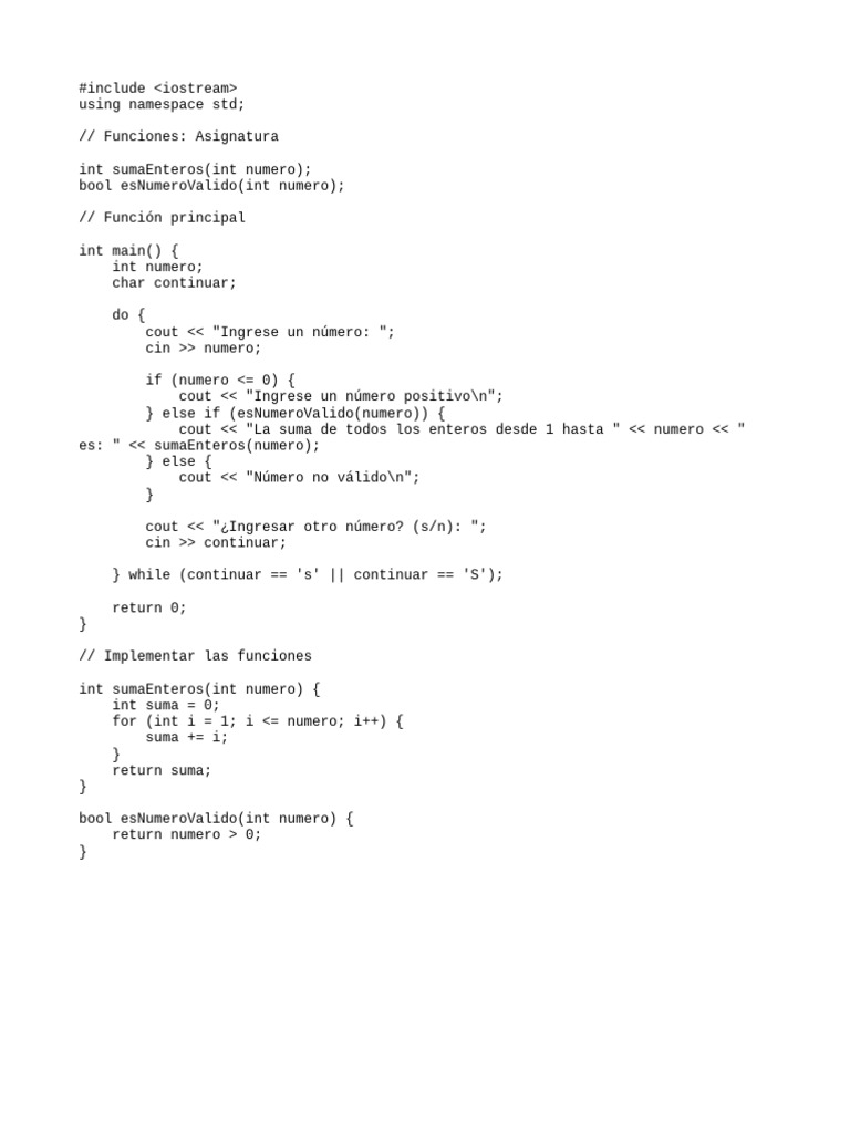 Suma de Enteros en C++: Ejemplo Práctico | PDF