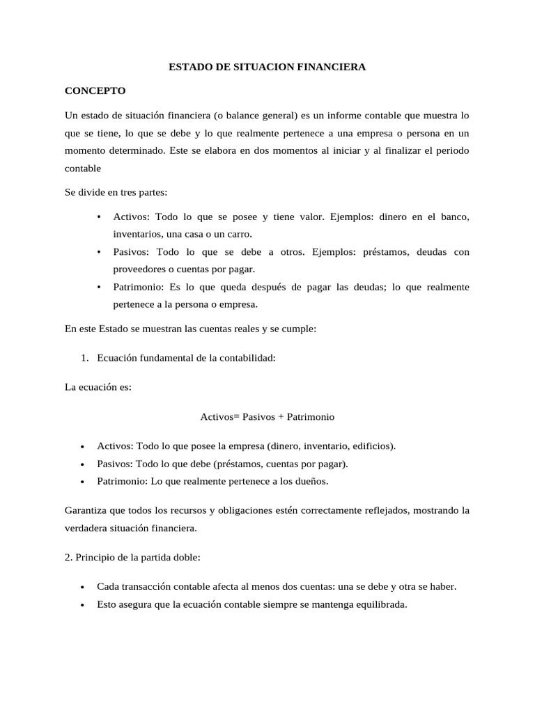 Estado de Situacion Financiera | PDF | Contabilidad | Hoja de balance
