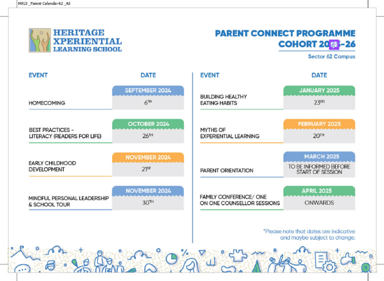 HXLS Parent Calendar 62 A5 1aug24 | PDF