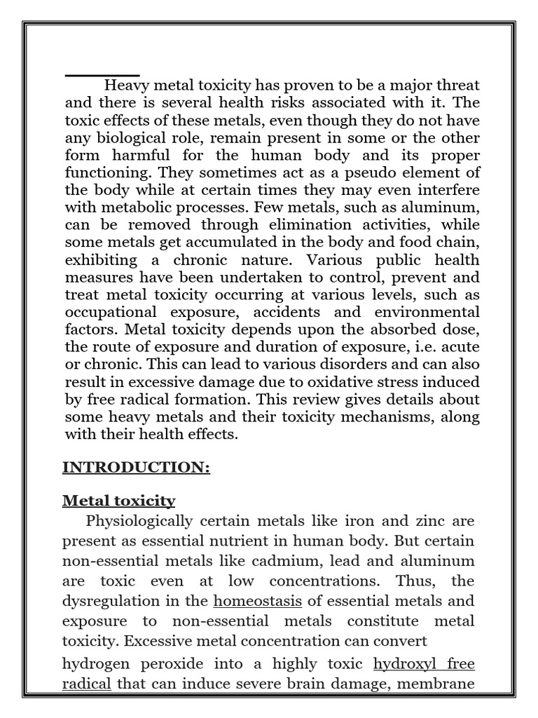 Health Risks of Heavy Metal Toxicity | PDF | Dna Repair | Reactive ...